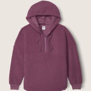 NWT PINK Purple Sherpa Half Zip Hoodie